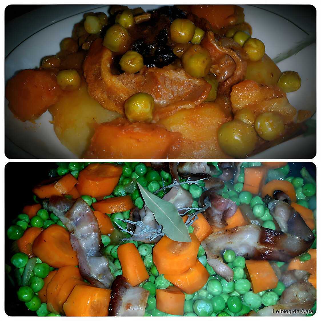 Petits pois carottes à la sauce tomates