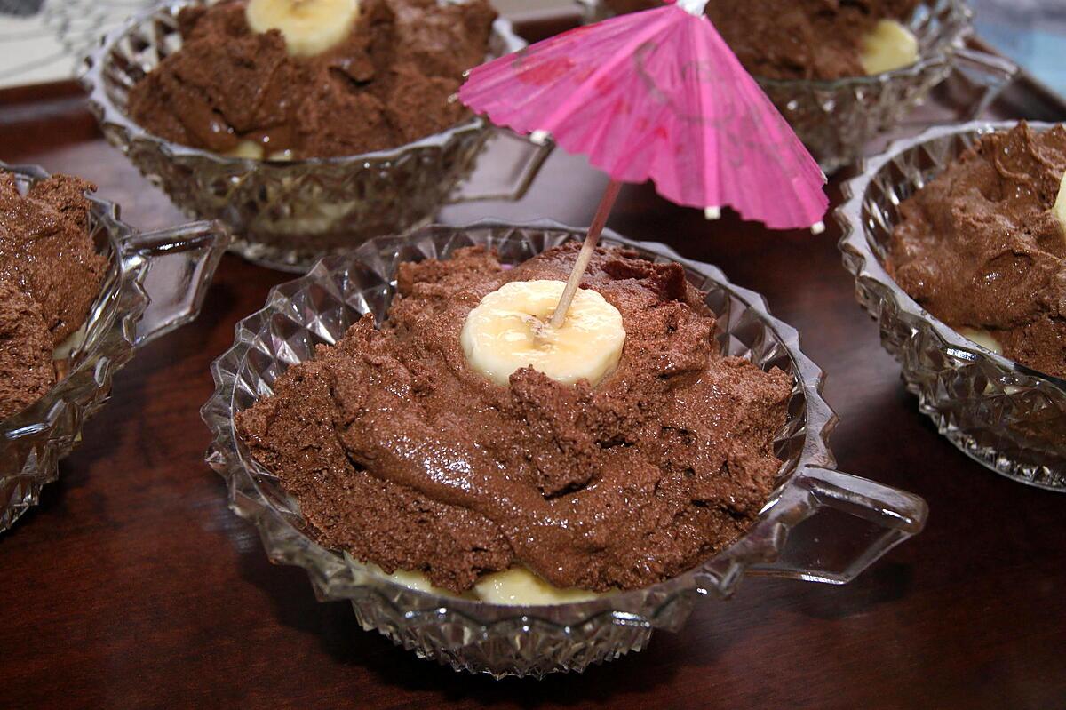 recette Bananes à la mousse et crème de cholcolat