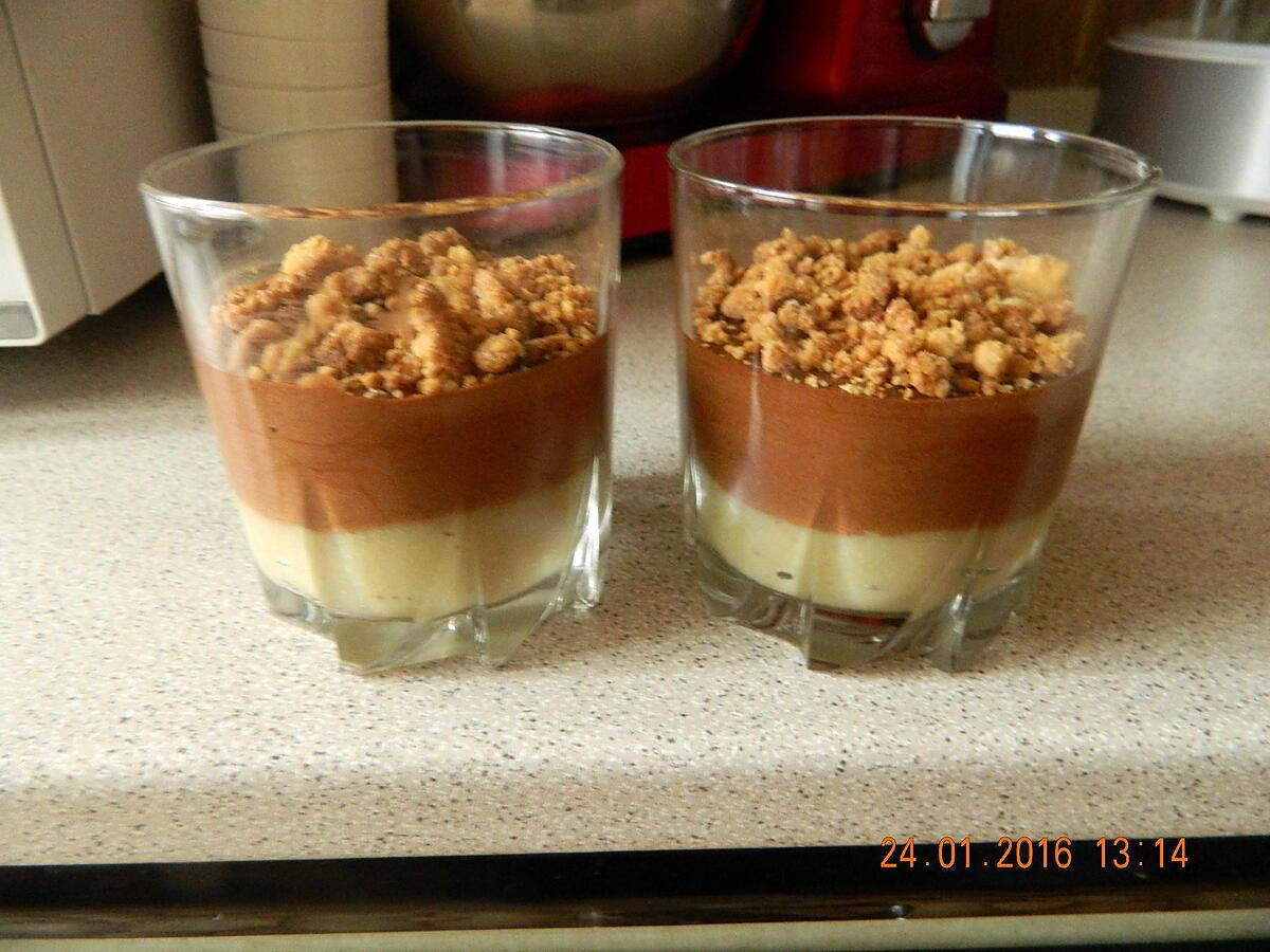 recette Verrine banane mousse chocolat et crumble