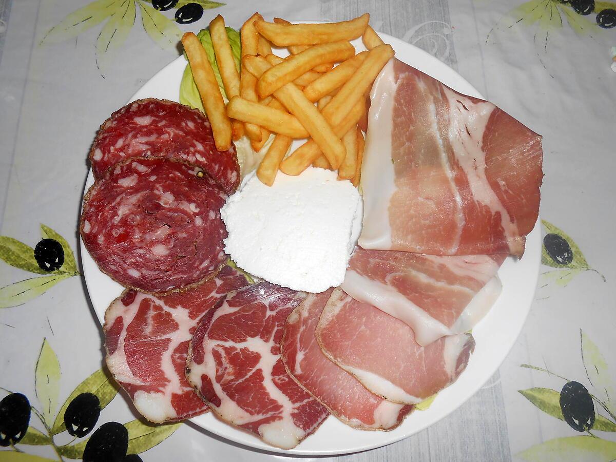 recette ASSIETTE DE CHARCUTERIE "A LA CORSE"