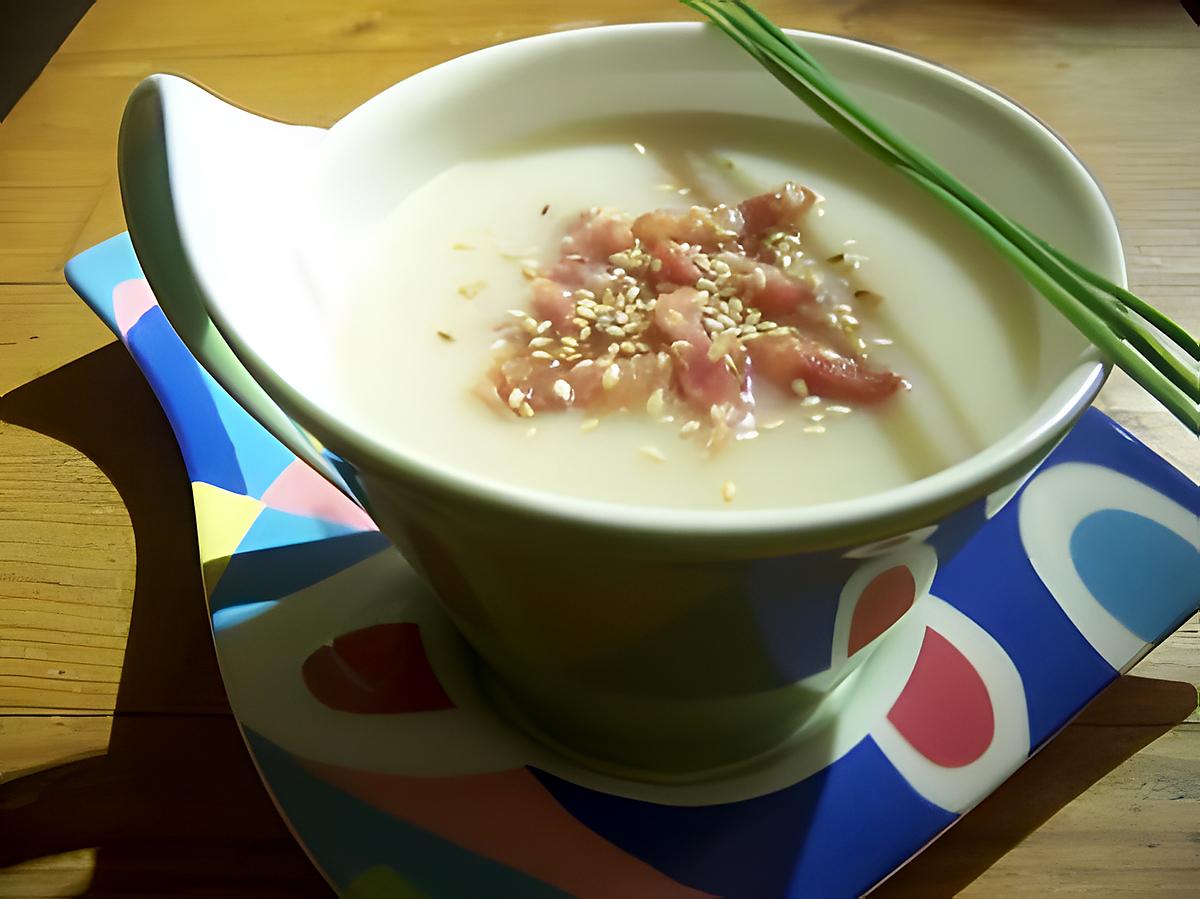 recette Soupe de chou fleur, lardons et gomashio (ou gomasio)