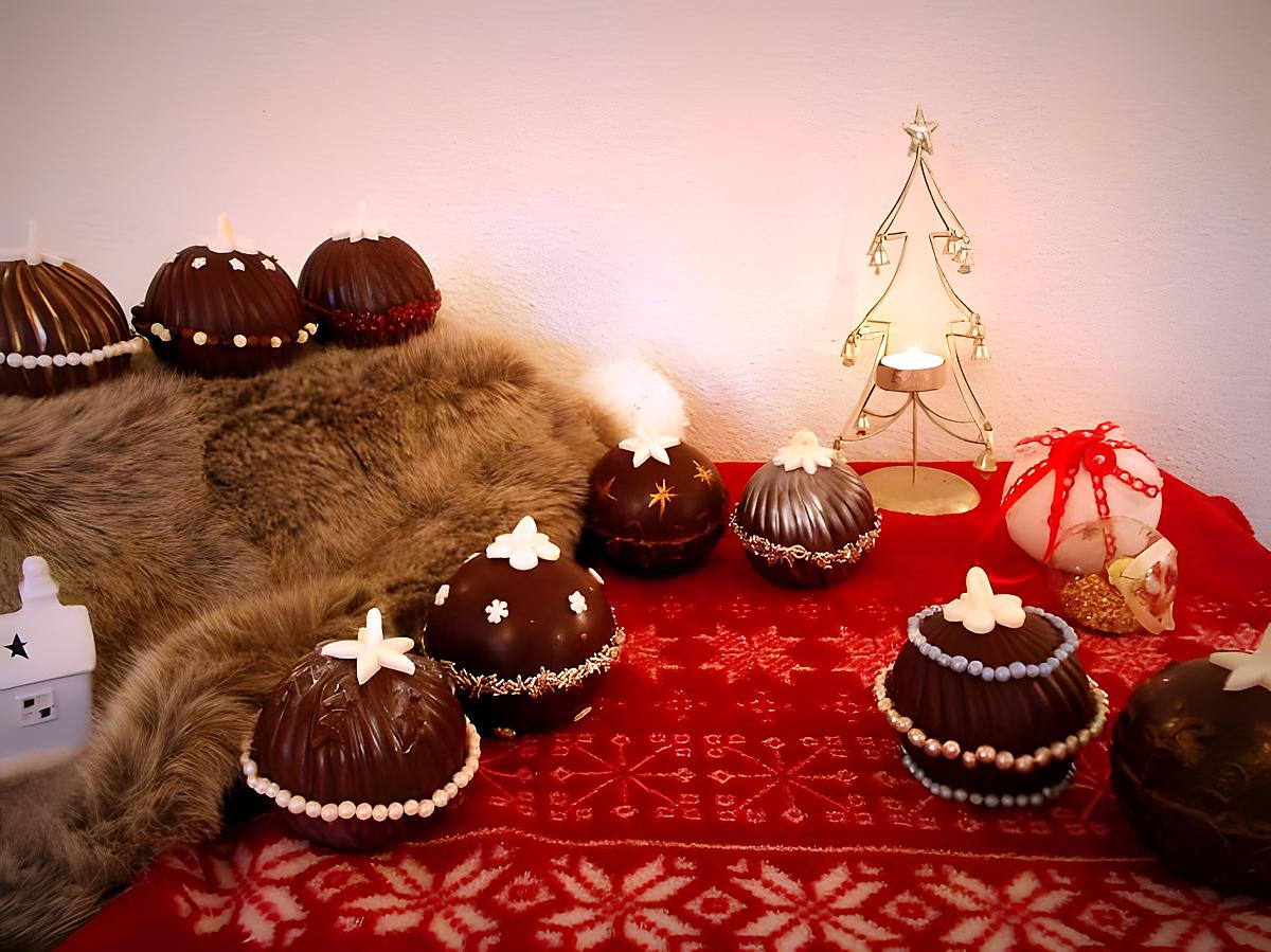 recette Boules de Noël chocolat framboise