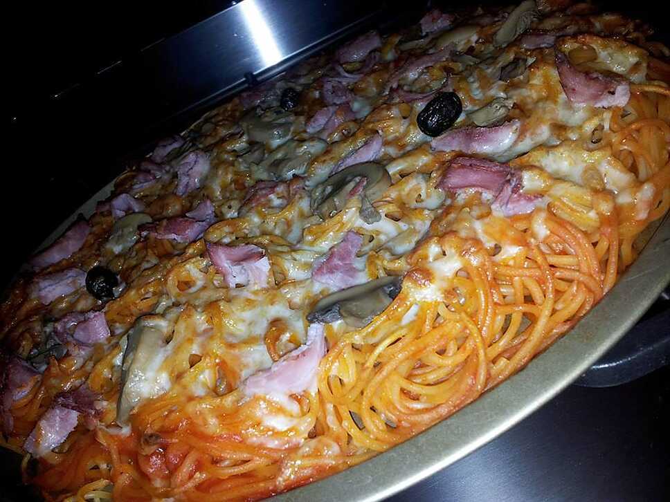 recette Pizza de spaghettis à la reine