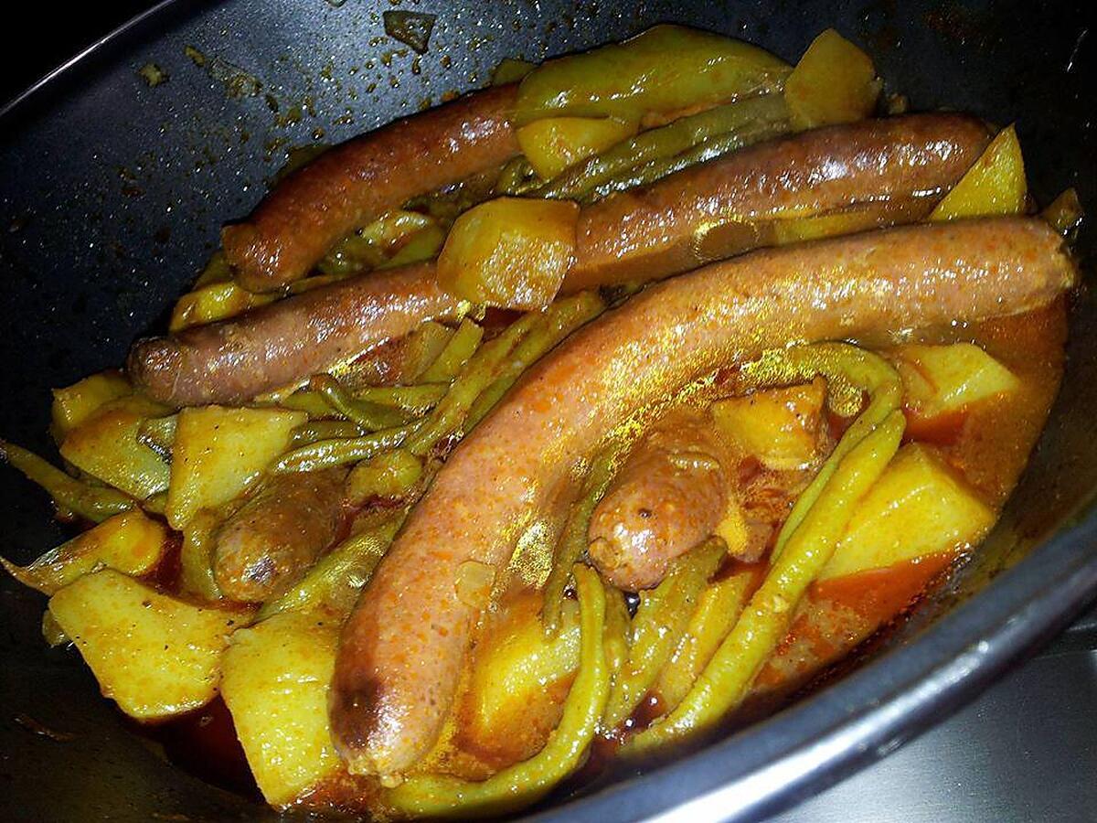 recette Ragoût au merguez pommes de terre haricot vert et curry