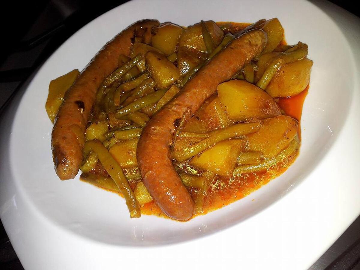 recette Ragoût au merguez pommes de terre haricot vert et curry
