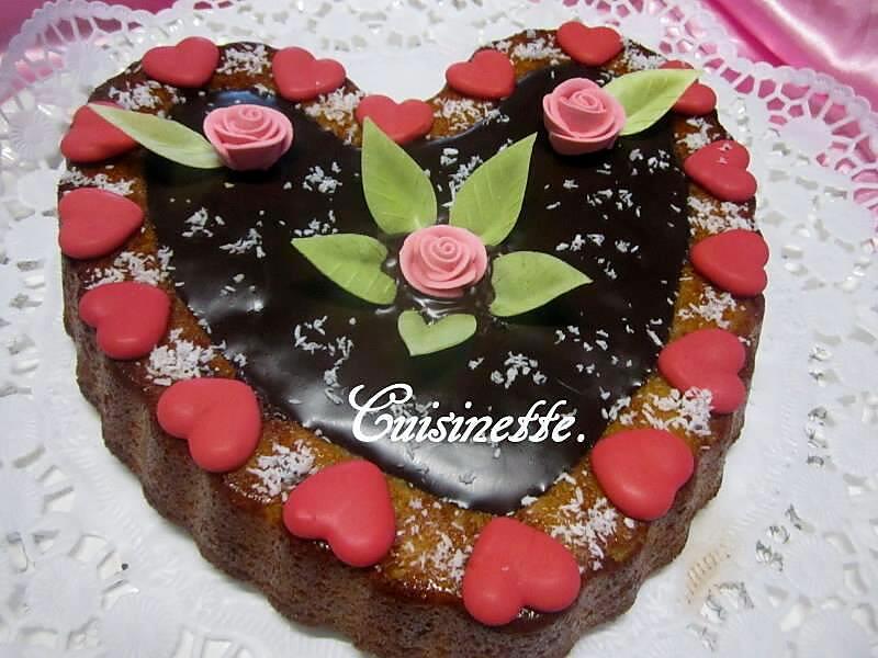 recette Gâteau St Valentin de noix de coco.