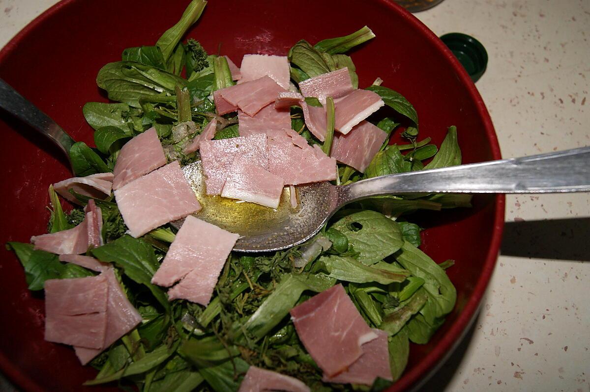 recette Salade de pommes de terre/mâche/jambon "anti-cholestérol"