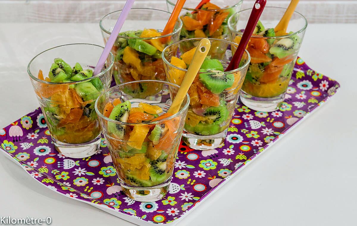 recette Verrine kiwis, oranges et truite fumée