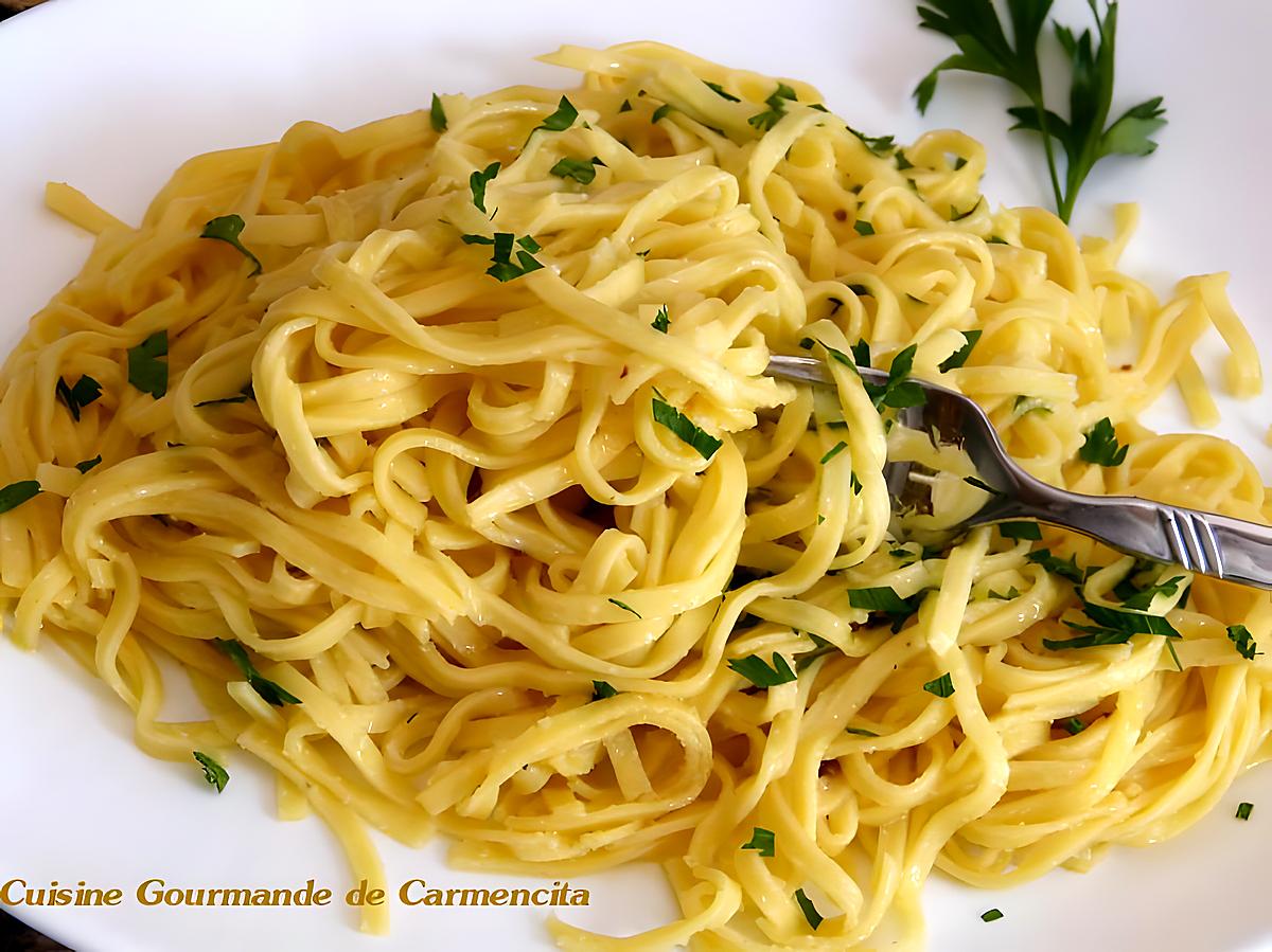 recette Pâte Fettuccine à la pâte d'ail