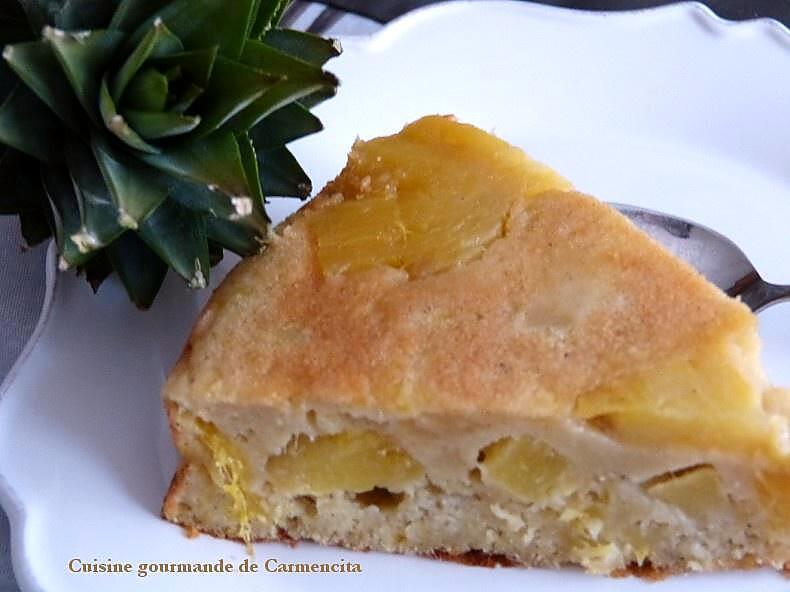 recette Gâteau d'ananas et mangue flambé au rhum