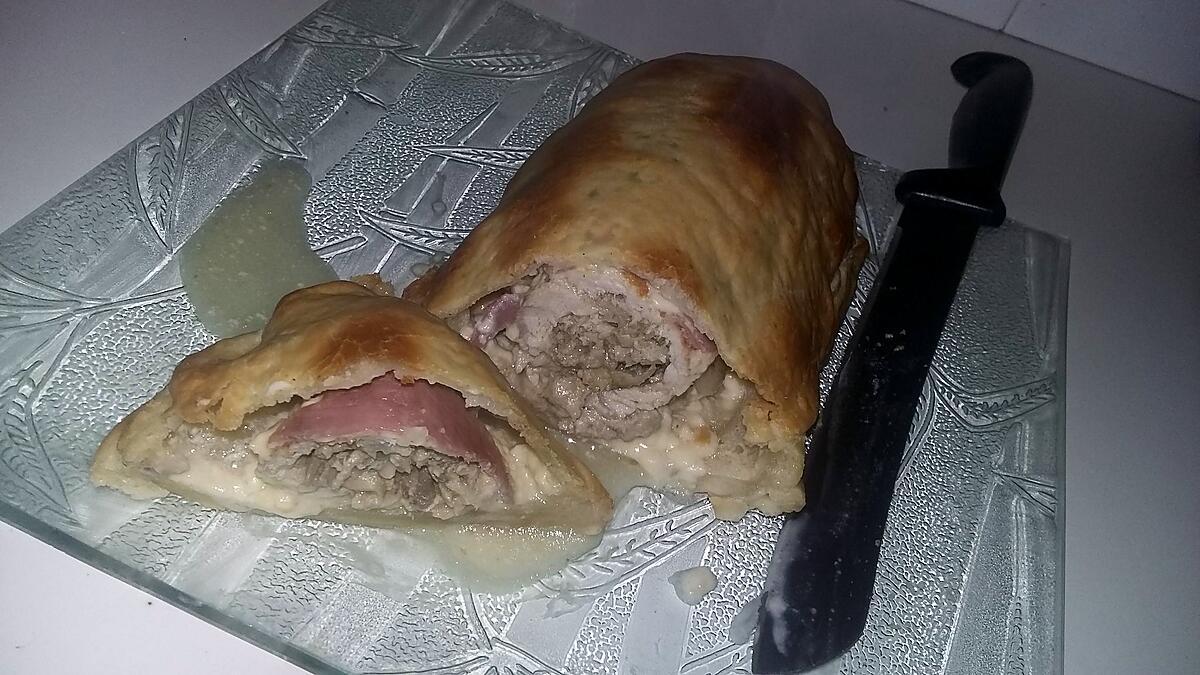 recette Roulé de porc au champignons en croute