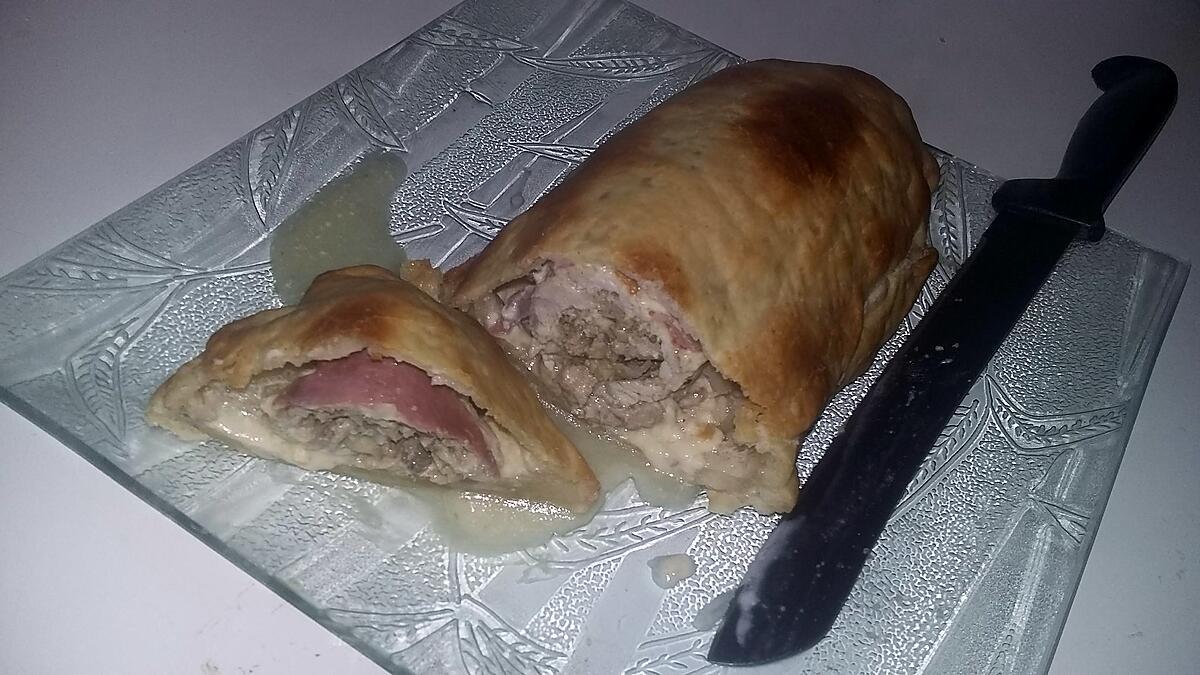 recette Roulé de porc au champignons en croute