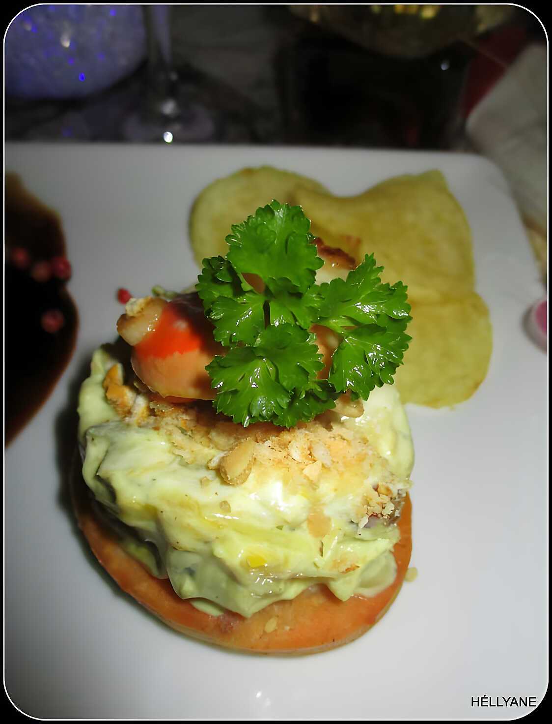 Noix de st jacques, crème poireau coco, sur une tartelette sablée au parmesan