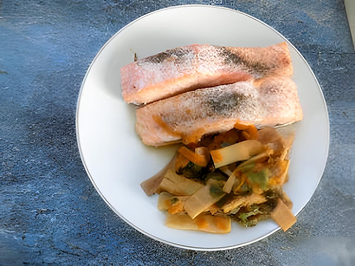 recette Pavé de saumon et légumes sautés (compatible dukan)