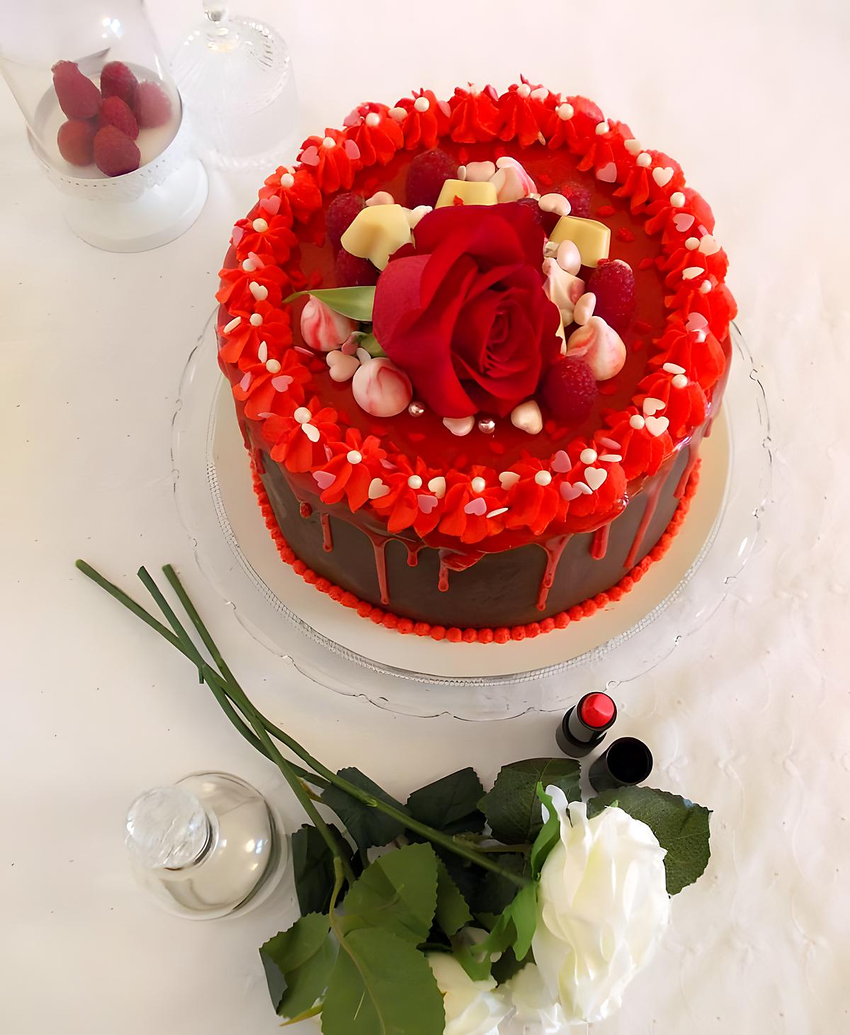 recette Gâteau de la Saint-Valentin au chocolat cœur framboise