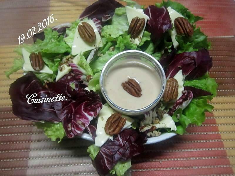 recette Salades mixte trévise aux noix de Pécan.