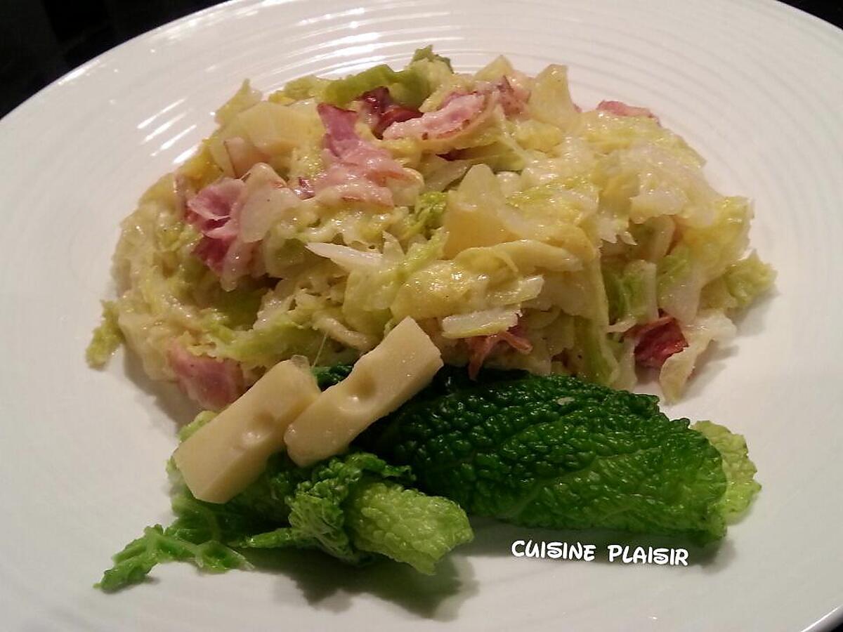 recette Poêlée de Chou de Savoie au fromage Saint Servais