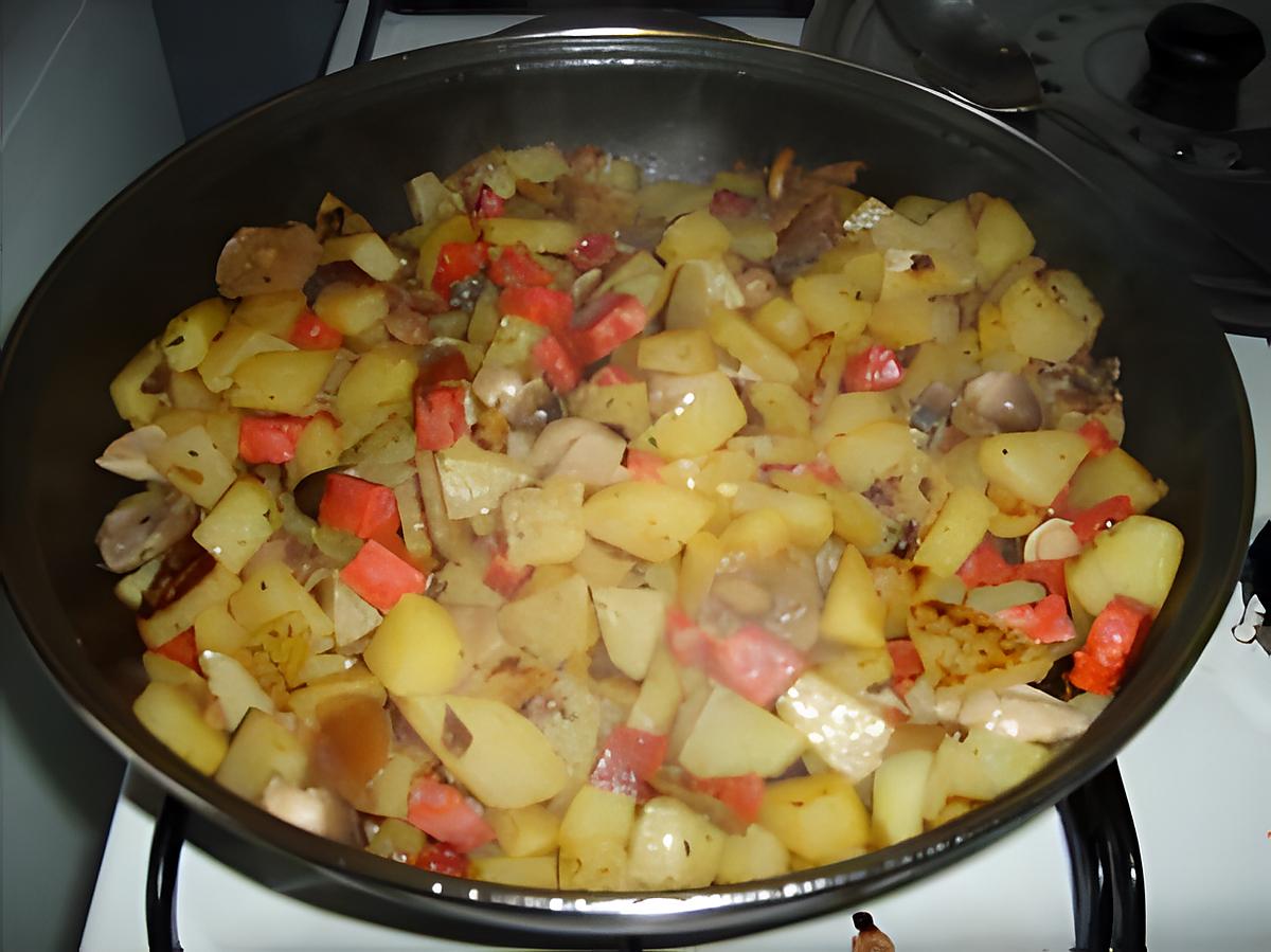 recette Poêlée ps de terre/chorizo/champignons