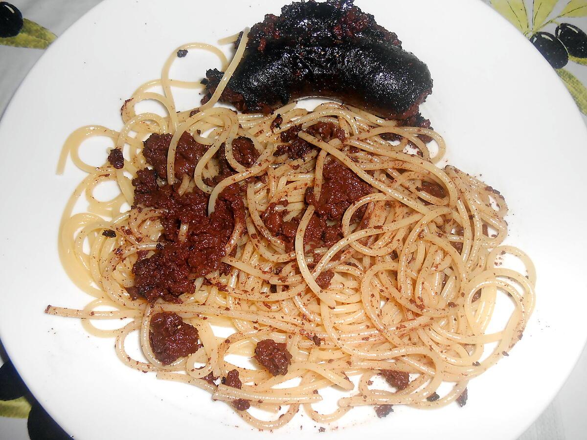 recette SPAGHETTI AU BOUDIN NOIR