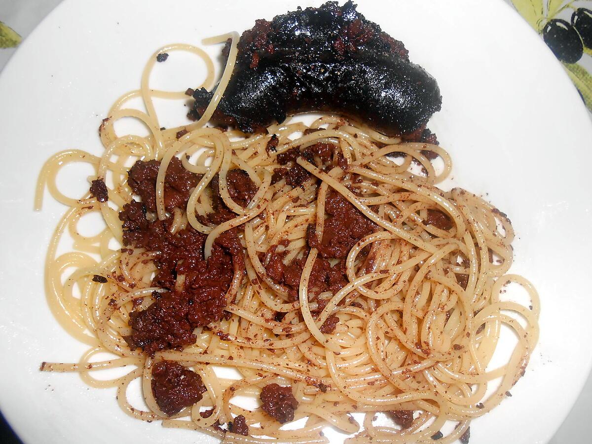 recette SPAGHETTI AU BOUDIN NOIR