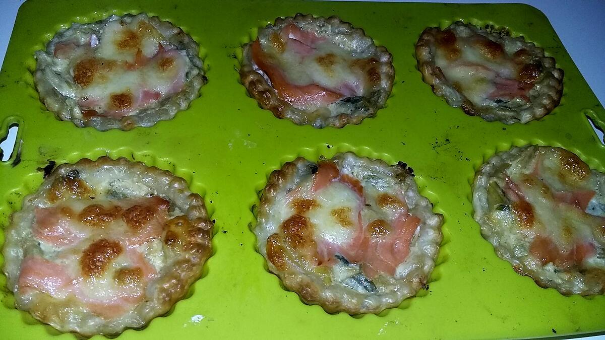 recette Tartelettes a la fondu de poireaux et saumon fumé