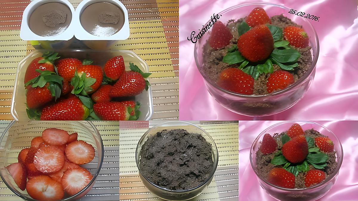 recette Coupe aux fraises mousse chocolatée.