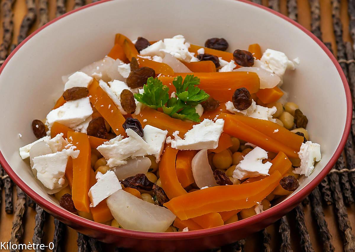 recette Salade de pois chiches aux légumes d'hiver et à la fêta