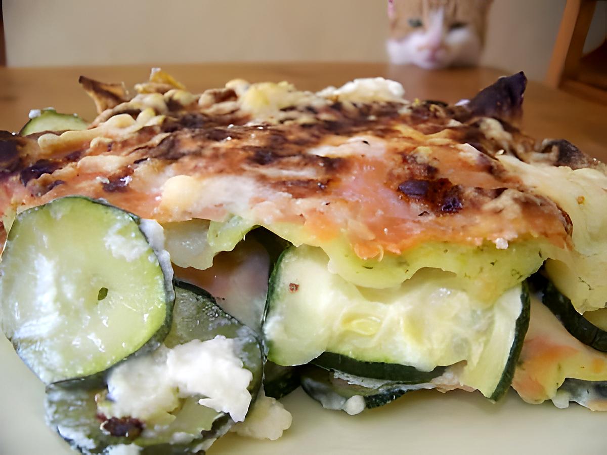 recette Gratin courgettes, truite fumé, ravioles.