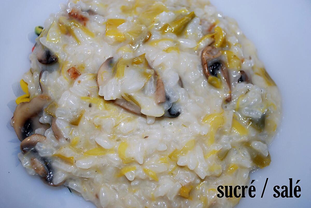 recette Risotto aux poireaux et champignons