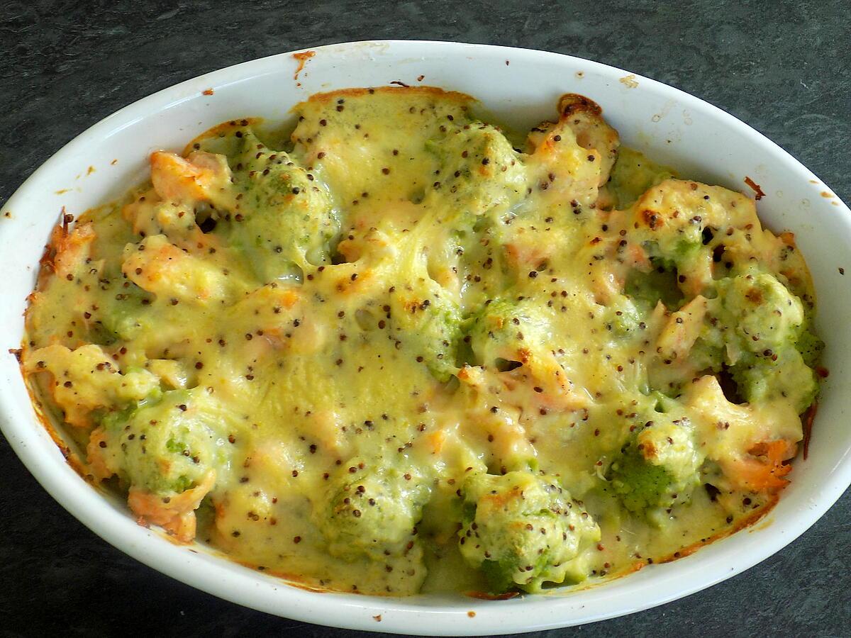 recette Gratin de chou romanesco au saumon (compatible dukan)