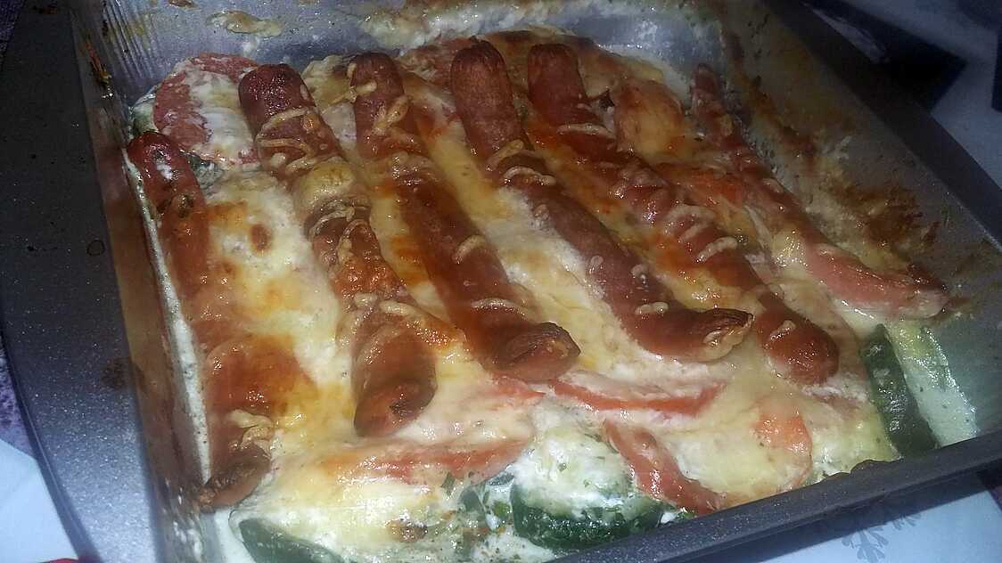 Gratin de courgettes au saucisses de Strasbourg