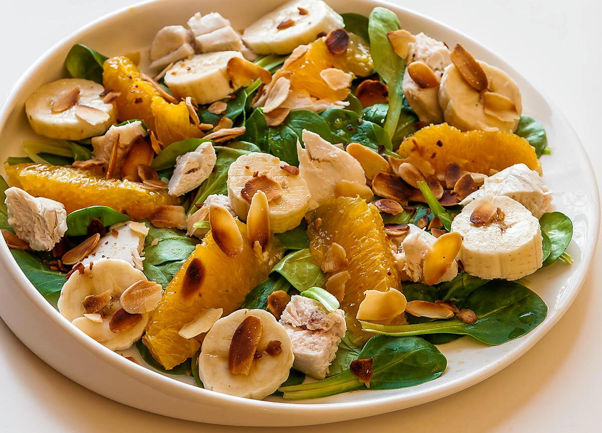 recette Salade de poulet aux oranges et aux bananes