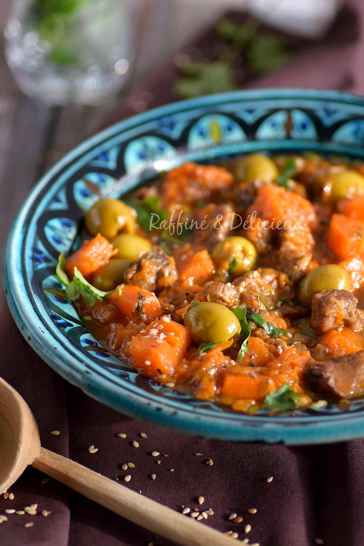 recette tajine d'agneau au potiron,olives et miel