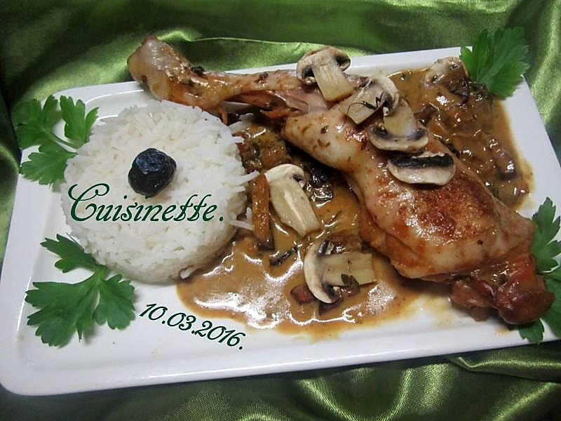 recette Cuisses de poulet à la crème et champignons.