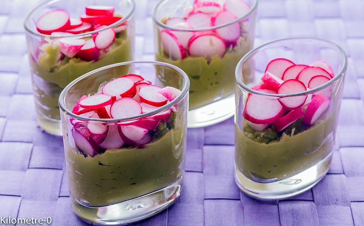 recette verrine d'avocat au radis