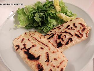 recette Naan jambon / mozzarella