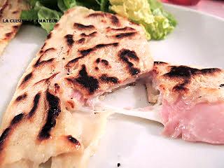 recette Naan jambon / mozzarella