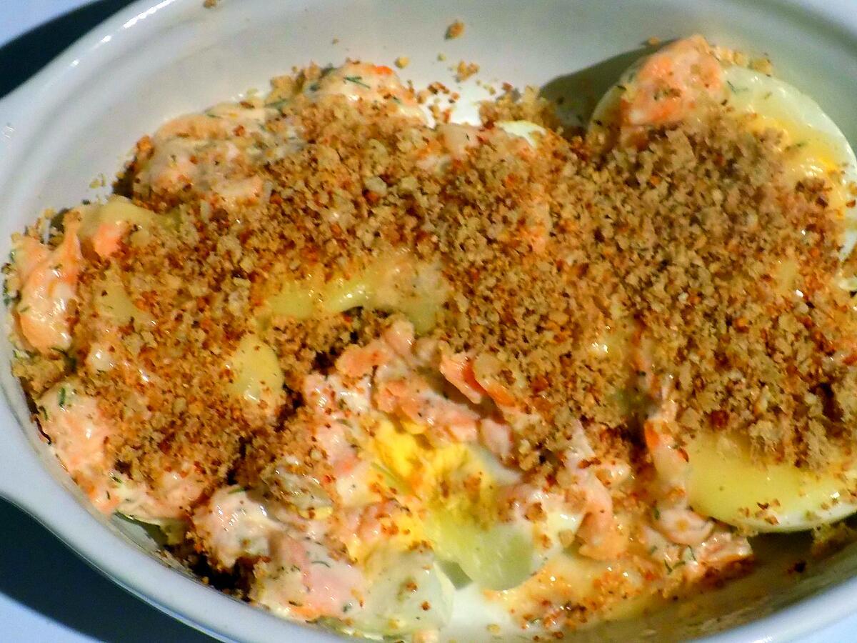 recette Oeufs durs gratinés au saumon