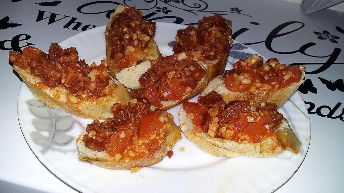 recette Bruchettas au chorizo tomate et ail