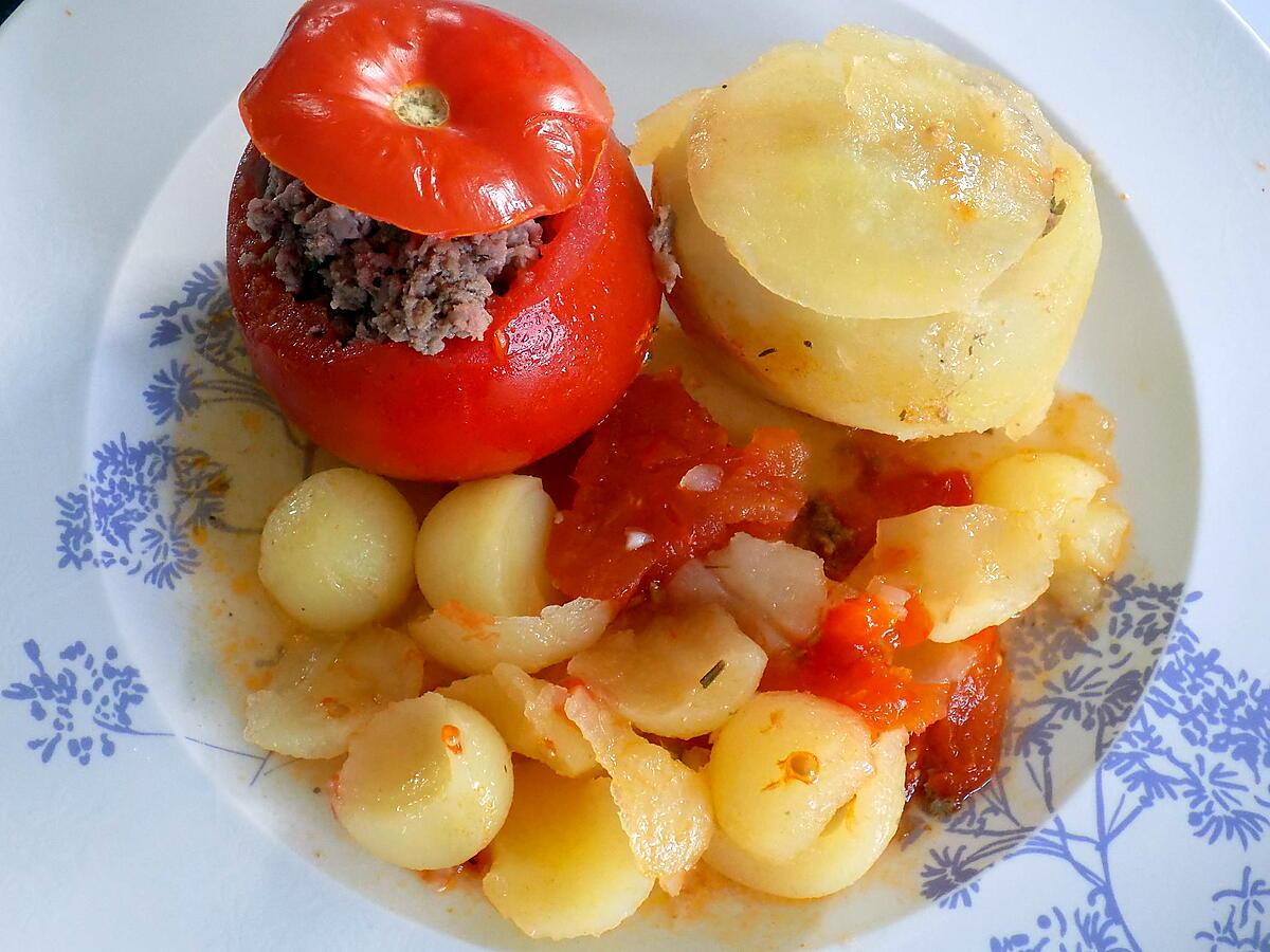 recette Tomates et pommes de terre farcies en cocotte