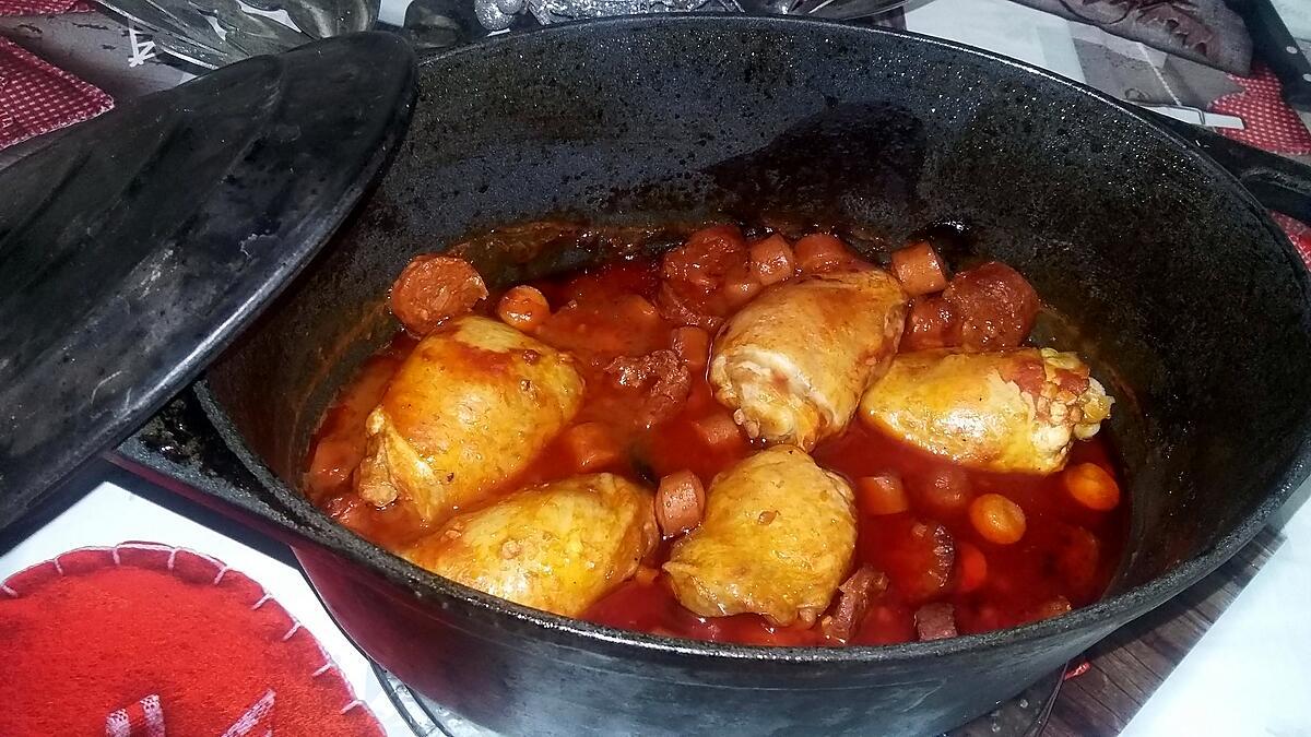 recette Mijoté de poulet au saucisses et au chorizo