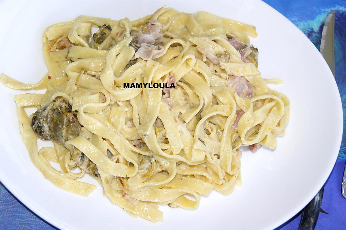 recette Tagliatelles aux poireaux et lard fumé