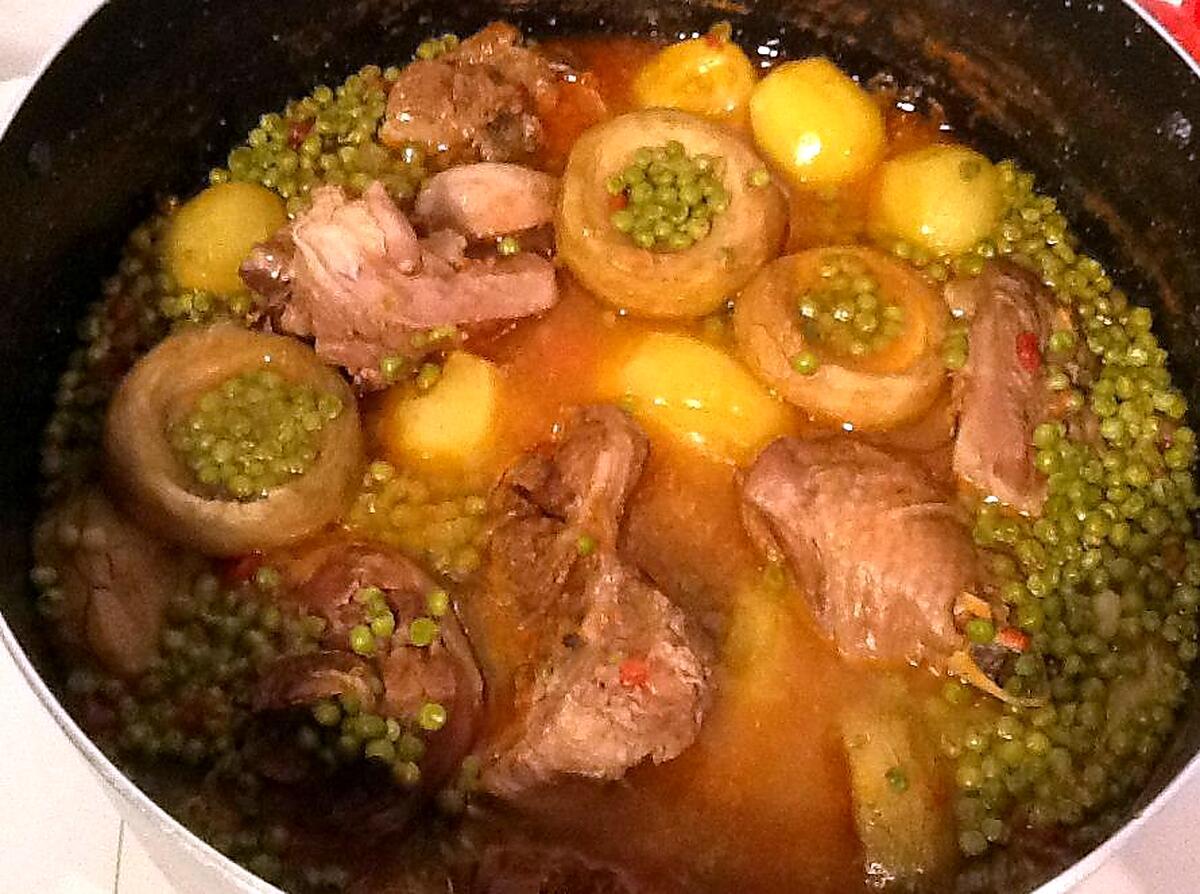 recette OSSO BUCO/FONDS D'ARTICHAUT/PETITS POIS/POMME DE TERRE