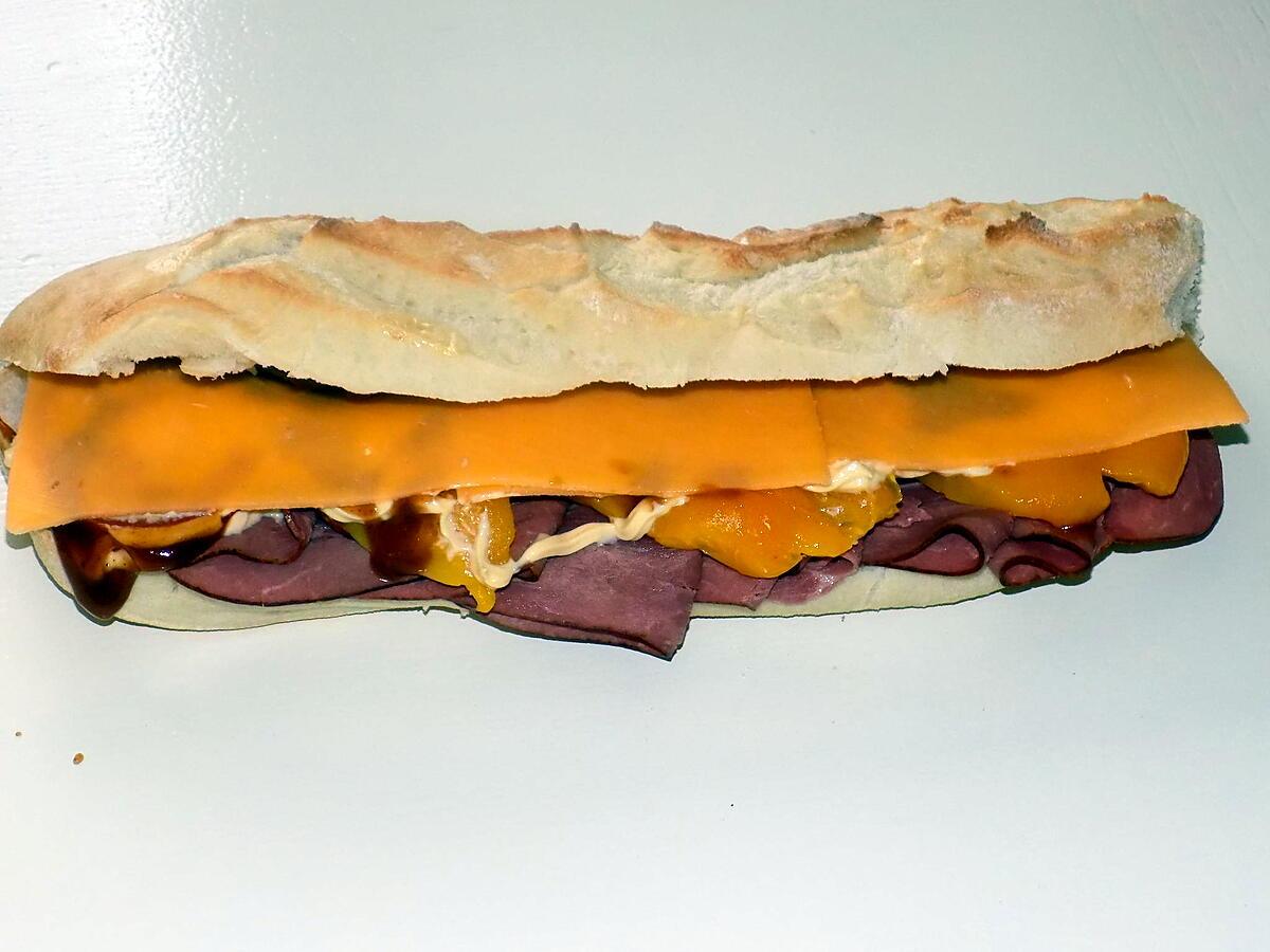 recette Sandwich boeuf/poivrons grillés et cheddar