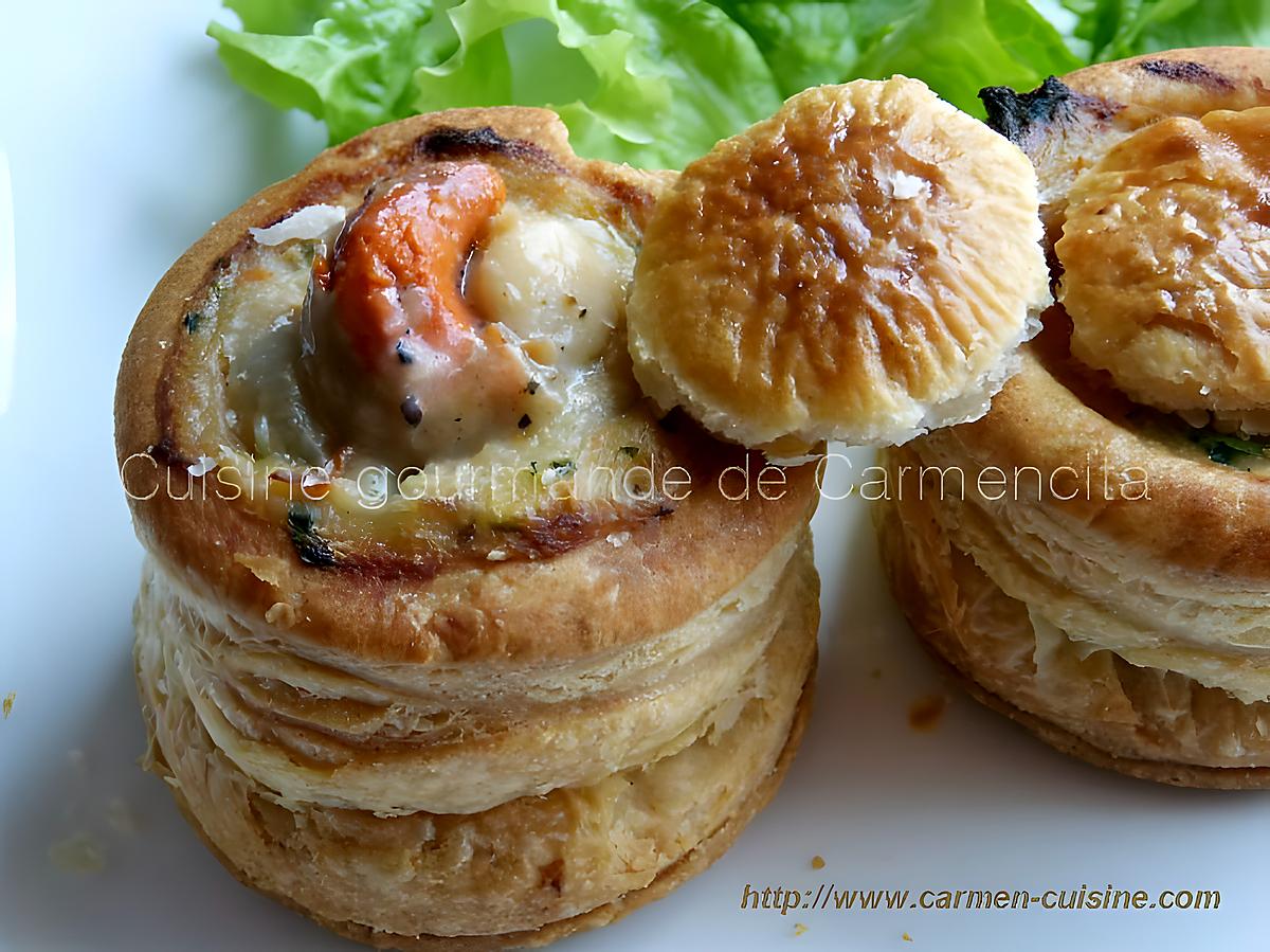 recette Vol au vent au saumon frais et noix de Saint Jacques