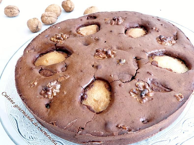 recette Gâteau poires chocolat et noix