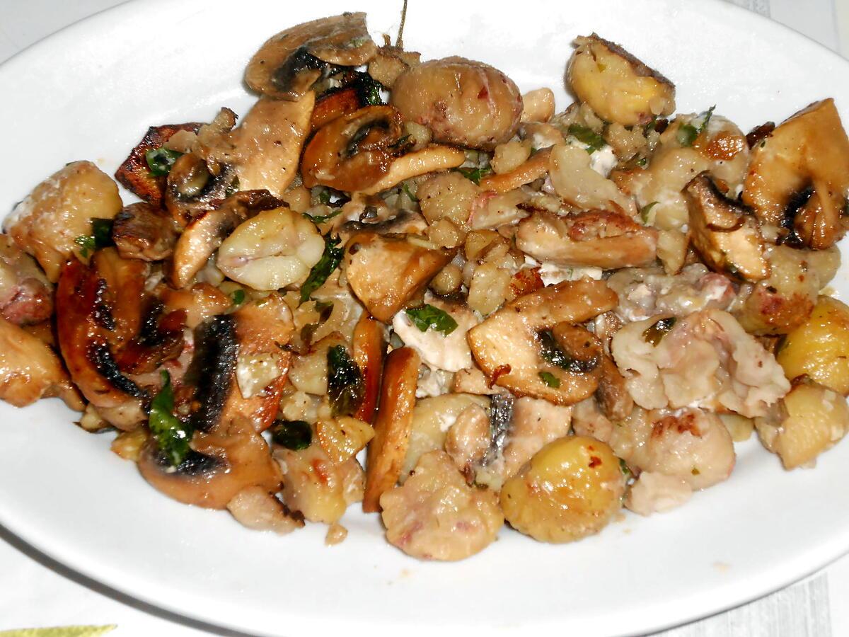 recette CHATAIGNES ET CHAMPIGNONS (un petit accompagnement corse)