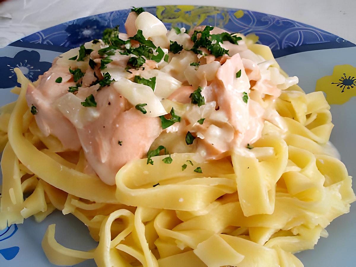 recette tagliatelles au saumon, sauce onctueuse au parmesan