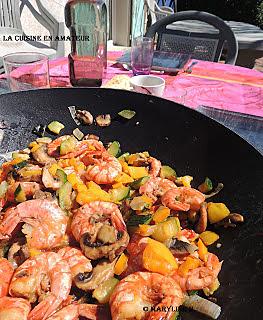 recette Légumes et crevettes au wok