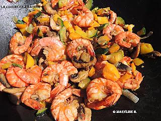 recette Légumes et crevettes au wok